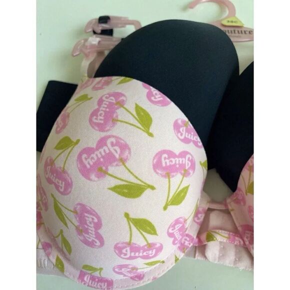 2 Pack Juicy Couture Sleek & Smooth Bra JC5147 Lined Sz 38C Cherries Pink NEW - Picture 6 of 9